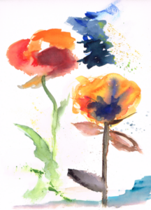 Sommerblumen Juni 2020, Aquarellfarbe auf Papier, 30x40cm